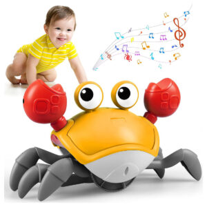 Light Up Musical Crab Toy for Kids, Toddlers, Automatic Obstacle Avoidance, Sensory Walking